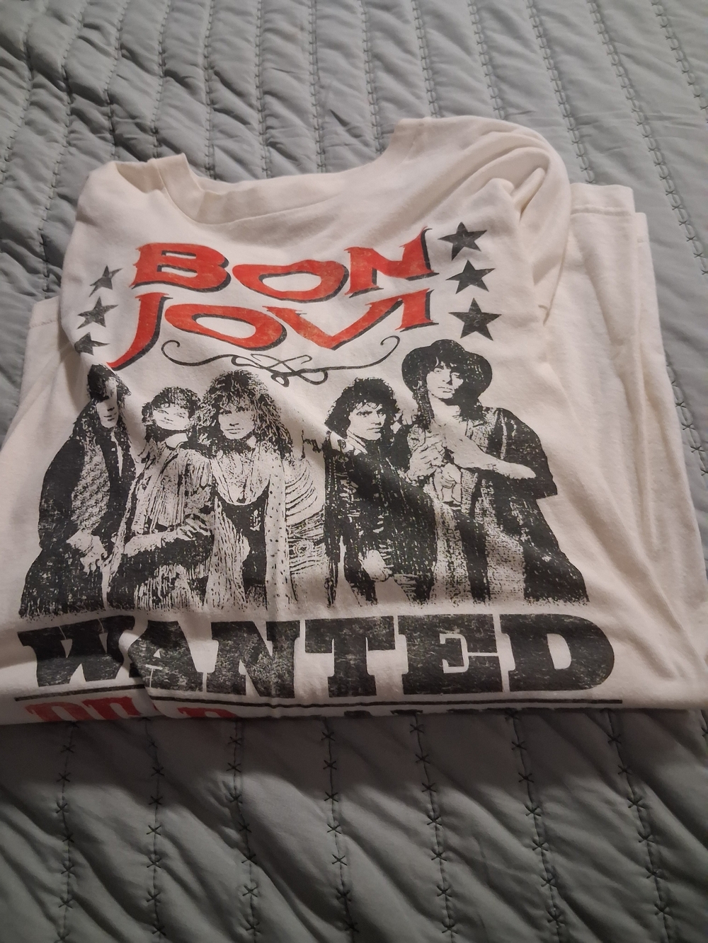 Bon Jovi Kids' White Graphic Tee - 'Wanted' Band Print
